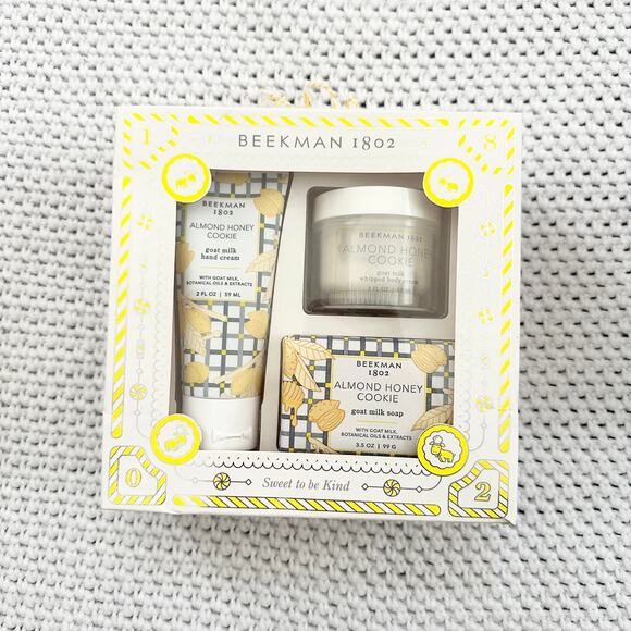 Beekman 1802 Almond Honey Cookie Gift Set Box Hand Whipped Cream Body Soap Bar